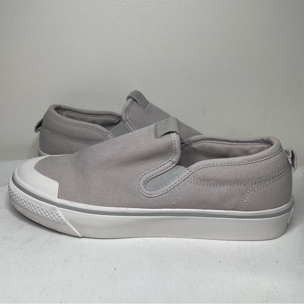 Adidas Nizza Slip On Light Grey Canvas Sneakers Toe Cap Mens 7 Womens 8 CG6917